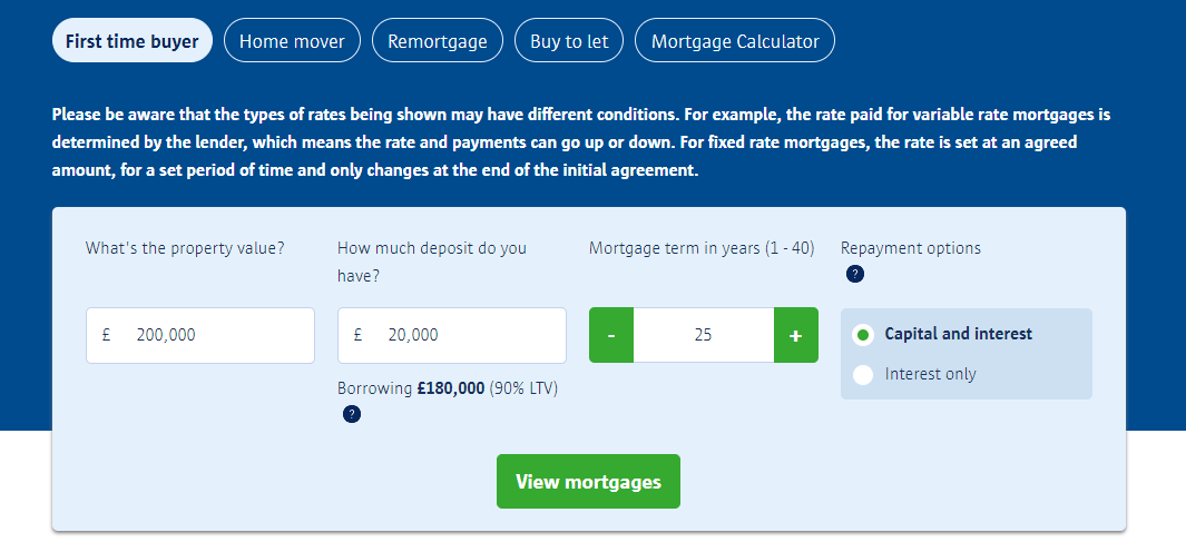 First time home buyer mortgage comparison quote details