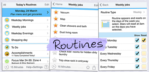 Home routines in app screenshot