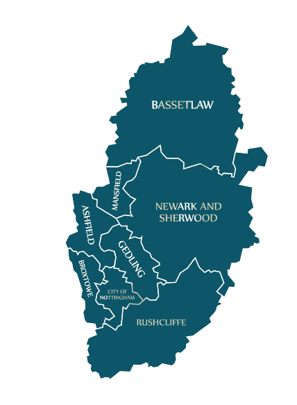 Map of regions in Nottingham