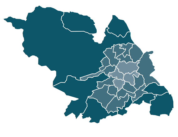 Regions and sub regions in Sheffield