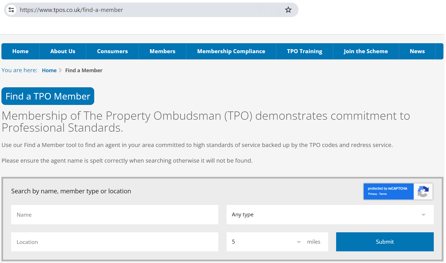 how to verify membership on the property ombudsman website