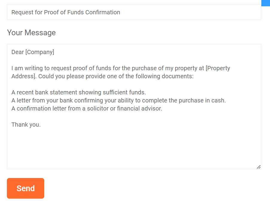 proof of funds confirmation template email